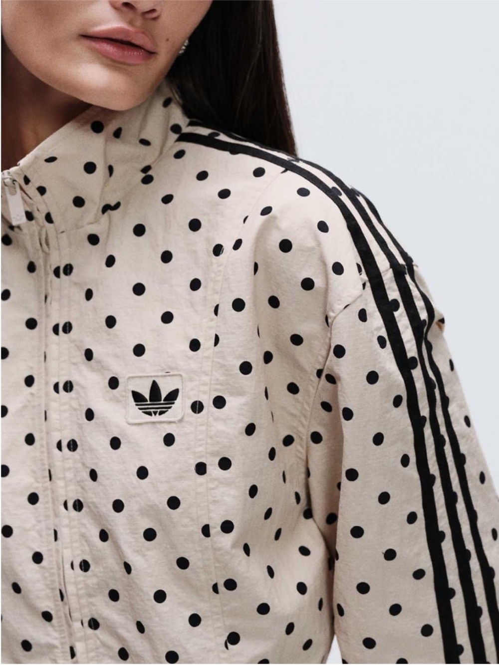ASOS adidas Sold out! Polka Dot Peplum Zip Jacket in Cream and Black! - Picture 2 of 5